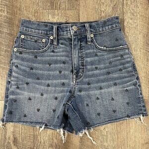 Madewell Denim Shorts Women's Size 25 Printed Hearts Cut Off Shorts  Sample